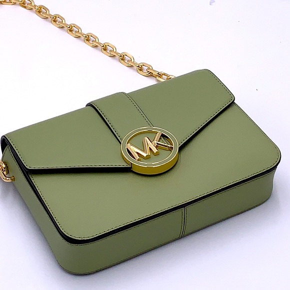 MICHAEL KORS CARMEN MEDIUM CONVERTIBLE SHOULDER BAG LIGHT SAGE COLOR - Picture 8 of 16